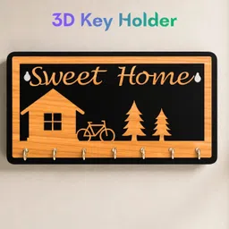 hs designing dreams Sweet Home Wooden Key Holder for Wall | 7 Hooks N45 Wood Key Holder-picture-48
