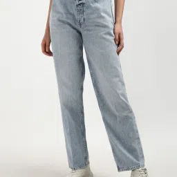 calvin klein jeans Women Heavily Washed Straight Fit Jeans image 1