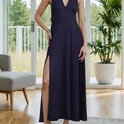 Shein Party Tie-Up Halter Neck Backless Maxi Split Thigh Dress-picture-14