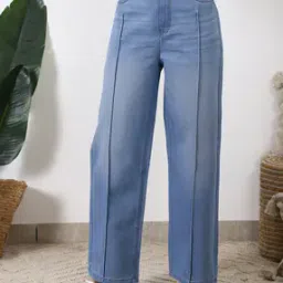 Shein Fly With Button Closure Mid Wash Pintuck Jeans-picture-29