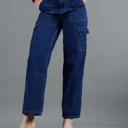 Shein High Rise Straight Cargo Jeans with Pockets-picture-52