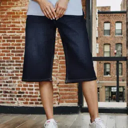 Shein Knee Length Denim Shorts With Pockets image 1