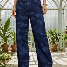 Shein Full Length Camouflage Print Straight Fit Jeans-picture-11