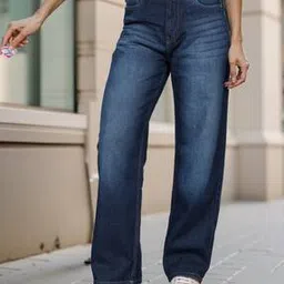 Shein Full Length Mid Wash Baggy Fit Jeans With Pockets-picture-42