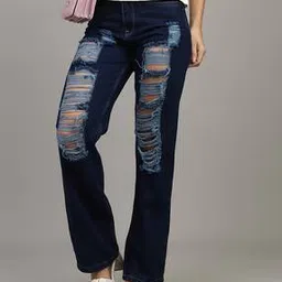 Shein Full Length Distressed Straight Jeans With Pockets-picture-42
