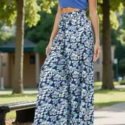 Shein Full Length High Rise Floral Print Flared Palazzo-picture-23
