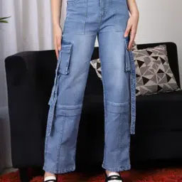 Shein Mid Wash Carpenter Style Panelled Cargo Jeans-picture-38