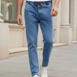 Shein Elasticated Drawstring Waist Light Wash Jeans-picture-25