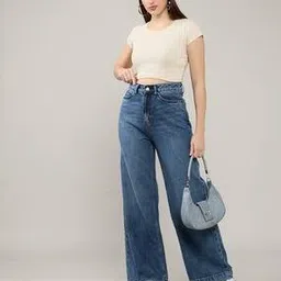 Women Lightly Washed High-Rise Wide-Leg Jeans-image-55