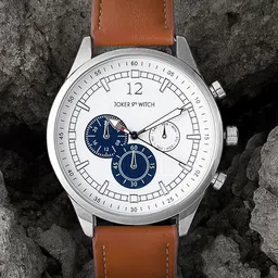 JOKER & WITCH Men White Dial & Brown Leather Straps Analogue Watch image 1