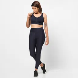 domyos Women Gym Leggings Polyester With Phone Pocket Navy Blue-picture-31