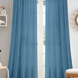 Cortina Blue 2 Pieces Rod Pocket Sheer Long Door Curtain-picture-47