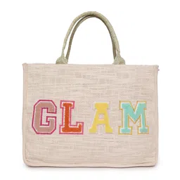 ASTRID Textured Oversized Jute Shopper Tote Bag-image-1