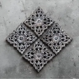 VAS collection home Pack Of 4 Black Textured Wood Wall Plates image 2