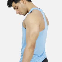 Coitonic Round Neck Basic Vest Classic Stringer Sky Blue image 2