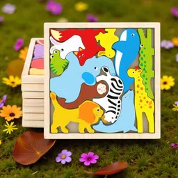 vhd Multicolor Wooden Animal Puzzle – Fun & Educational Toy for Kids W12-picture-34