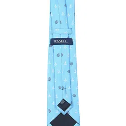 Tossido Men Blue & White Woven Design Broad Tie image 4