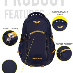 Impulse Brand Logo Water Resistance Backpack With Compression Straps & Rain Cover image 2