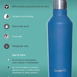 Servewell Alaska - SS Blue Stainless Steel Water Bottle 820 ml image 4