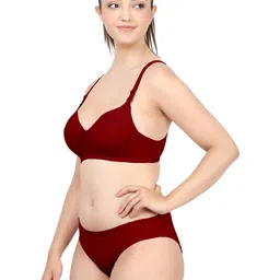 PIBU Pack of 3 Cotton Non Padded Bra & Mid-Rise Briefs image 4