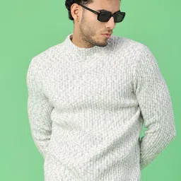 v-mart Men Self Design Round Neck White Sweater-picture-28