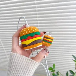 MobiLooks Charger Cover for iPhone 18W-20W Type C Charger 3D Cartoon Design Burger Case Cable Protector image 3