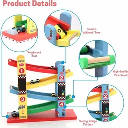 chanak Wooden Ramp Racer with 4 Mini Cars � Educational for Ages 3+ image 4