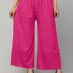 kgfonecloth Women Straight Fit Pink Viscose Rayon Trousers-picture-28