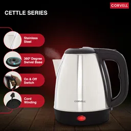 corvell Electric Kettle 1.8L, 1500W | Auto Shut-Off | Fast Boil | Steel Body, Electric Kettle image 3