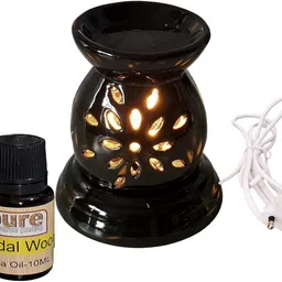 Ceramic Matka Shape, Electric Aroma Burner Black, Sandalwood Aroma Oil-image-71