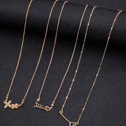 DressBerry Set Of 3 Gold-Toned Stone Studded Gold-Plated Chain-picture-15