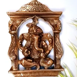 apka mart Bronze Ganesh Textured Metal Wall Hanging-image-59