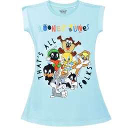 Looney Tunes by Wear Your Mind Blue Looney Tunes Printed T-shirt Dress-image-6