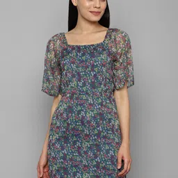Allen Solly Woman Blue Floral Sheath Dress-image-26