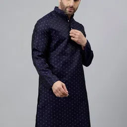 hangup plus Embroidered Mandarin Collar Full Sleeves Thread Work Straight Kurta image 2