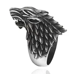 el regalo Silver Plated Stainless Steel Direwolf Ring for Men & Boys image 1