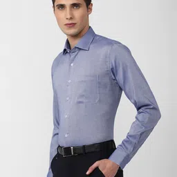 Van Heusen Durapress Men Blue Slim Fit Pure Cotton Wrinkle Resistant & Easy Care Formal Shirt image 4