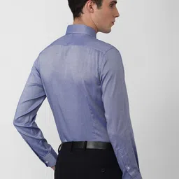 Van Heusen Durapress Men Blue Slim Fit Pure Cotton Wrinkle Resistant & Easy Care Formal Shirt image 5