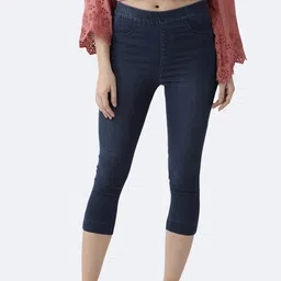 Xpose Women Blue Solid Skinny Fit Capris-picture-24