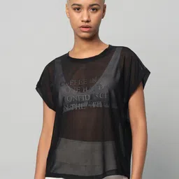 MKH Printed Extended Sleeves Dri-FIT Semi Sheer Relaxed Fit Applique Sports T-shirt image 2