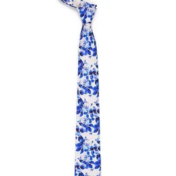 Tossido Men Blue & White Printed Broad Tie image 5