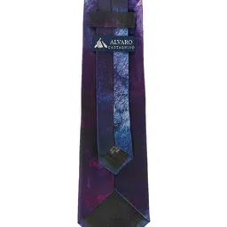Alvaro Castagnino Men Blue & Violet Printed Silk Broad Tie image 5