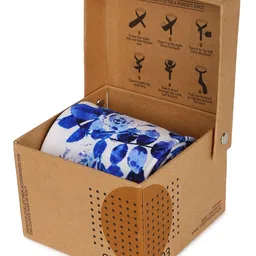 Tossido Men Blue & White Printed Broad Tie image 3