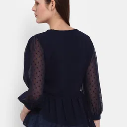 V-Mart Self Design Indigo Peplum Top image 5