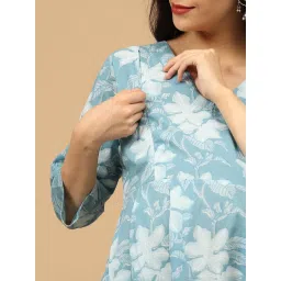 The Mom Store Faded Fine Maternity & Nursing Kurta & Pant With Dupatta image 4