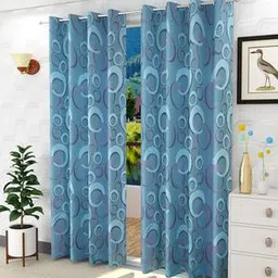 presto Blue Poly Cotton Window Curtain-picture-15