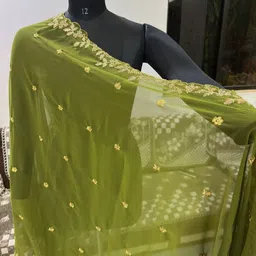vlipcartz Georgette Embroidered Light Green Women Dupatta image 2