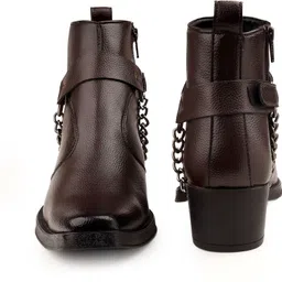 yuvrato baxi Men 5-6cm Heel Height Increasing, Chain Design Brown Casual Formal Ankle Boot Boots For Men image 4