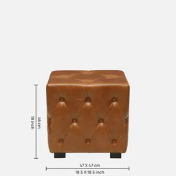 amberville from pepperfry Miceli Leather Wing Chair With Pouffe In Tan Finish image 3