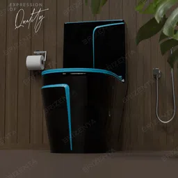 brizenta 31027 Ceramic Zed Black commode with T.Blue Line Finishing 31027 Western Commode image 3